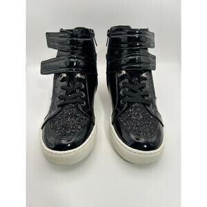 Aldo Brie Sneaker Lace up and Velcro Black with Black Glitter Size 8